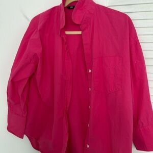 Zara hot pink button up oxford shirt